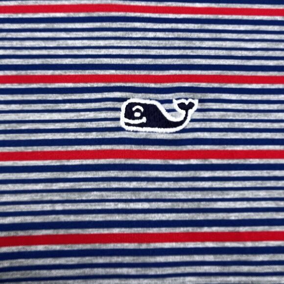 Vineyard Vines Performance Polo Medium Blue Red Stripe Golf Stretch - Picture 6 of 8